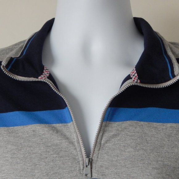 NWT Ben Sherman One Quarter Zip Long Sleeve Striped Cotton Blend Shirt Top - Picture 5 of 9